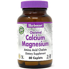 Хелатний Кальцій та Магній, Chelated Calcium Magnesium, Bluebonnet Nutrition, 60 таблеток