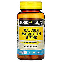 Кальцій, магній та цинк, Calcium Magnesium & Zinc, Mason Natural, 100 таблеток