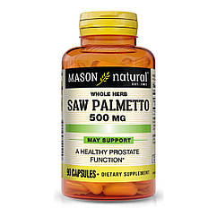 Зі Пальмето 500 мг, Простати, Saw Palmetto, Mason Natural, 90 капсул