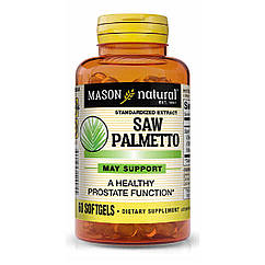 Со Пальметто екстракт, Простати, Saw Palmetto, Mason Natural, 60 гелевих капсул