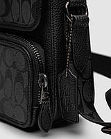 Мужская сумка и барсетка отличное качество Coach Sullivan Flap Crossbody In Signature Canvas Grey/Black 21 х