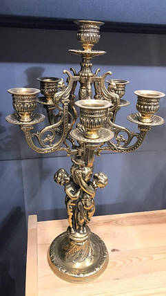 Канделябр на 6 свічок "2 ангела" з латуні 27х50 см Stilars Італія 1122, фото 2