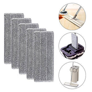 Комплект 5шт Запаска для швабри 32 х 11 см / Змінна насадка для плоскої швабри з мікрофібри