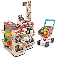 Ігровий набір супермаркет із продуктами та Касою, Магазинчик ігровий набір зі світлом і звуком 48 Деталей MBB