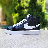 Мужские кроссовки Nike Blazer Mid чорні на білій