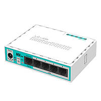 Маршрутизатор MikroTik RouterBOARD RB750r2 hEX lite (850MHz 64Mb, 5х100Мбит, PoE in) VA, код: 1904711