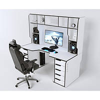 Геймерский эргономичный стол ZEUS Viking-3S, 160х85 (80) см, белый черный CT, код: 6453039