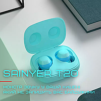 Беспроводные наушники earpods Sainyer T20 TWS с Чипом Pixart Tws наушники для телефона Голубые MAA