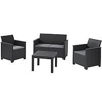 Комплект садовой мебели Keter Elodie 2 seater sofa set (Chicago table) 1 диван + 2 кресла + 1 стол графит