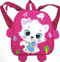 Дитячий рюкзак рожевий, для дівчинки Котик, T2629