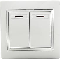 Вимикач 2-кл. з підсвічуванням BBсб10-2-1-Fl-W (білий)