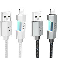 Дата кабель Hoco U123 Regent colorful 2.4A USB to Lightning (1.2m) GRI