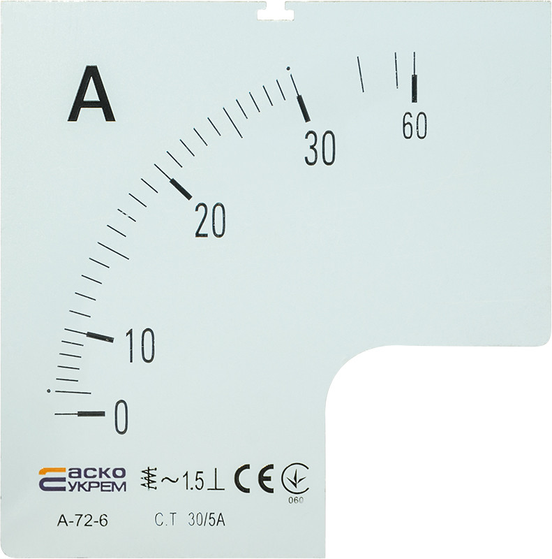 Шкала 30/5А до амперметра А-72-6, фото 1