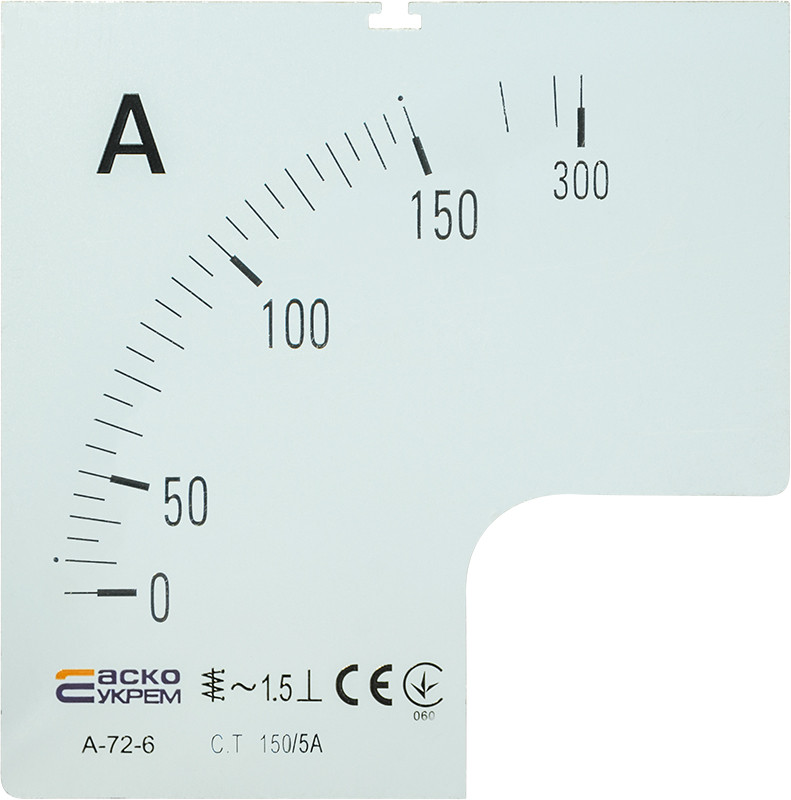 Шкала 150/5А до амперметра А-72-6, фото 1