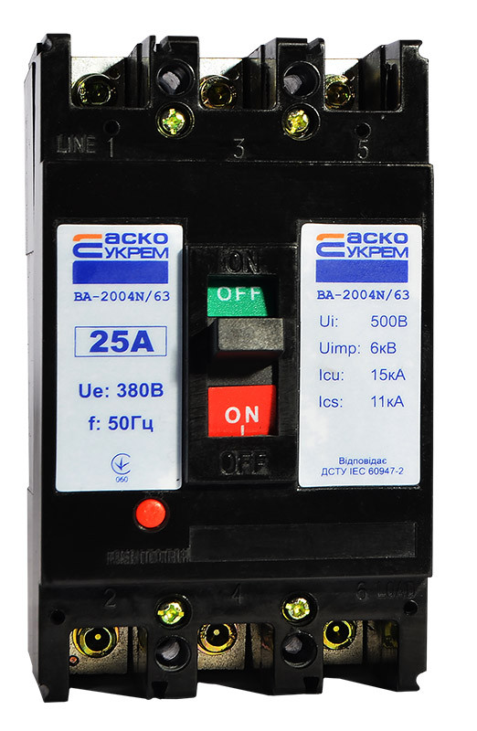 Автоматичний вимикач УКРЕМ ВА-2004N/63 3р 25А АСКО, фото 1