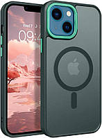 Противоударный чехол Space MagSafe iPhone 13 (матовый) Зеленый