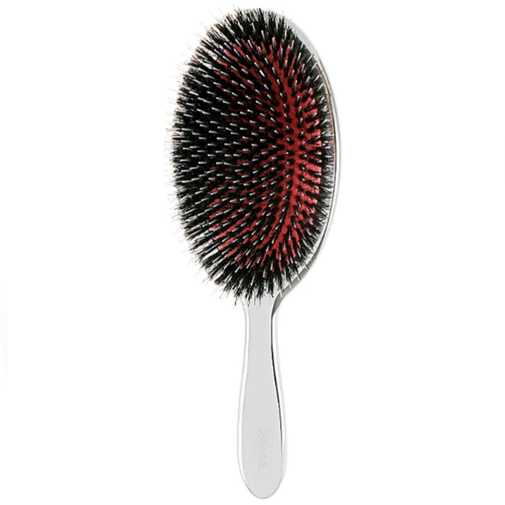 Щітка JANEKE Silver Hairbrush з натуральною щетиною кабана та нейлоном L