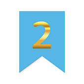 Цифра на прапорці "2" золото на голубому