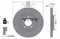 Тормозные диски TEXTAR 92287103 Citroen Spacetourer; Toyota Proace; Peugeot Expert, Traveller; Opel Zafira