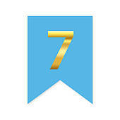 Цифра на прапорці "7" золото на голубому