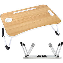 Портативний складний столик для ноутбука (60х40х27 см) / Стіл з підставкою для телефону та планшета