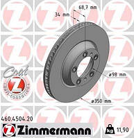 Тормозные диски ZIMMERMANN 460.4504.20 Porsche Panamera, Cayenne 971615301, 9Y0615301