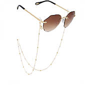 Ланцюжок для окулярів із тонкими золотими кульками та перлами, 71 см, Ldk11