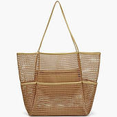 Мінімалістська пляжна сумка із сітки, коричнева, 35X43X17 см, Tp13