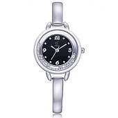 Стильний срібний годинник із чорним циферблатом на браслеті Z647Cz