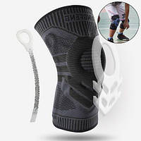 Бандаж на колінний суглоб BD AB006U. S/36-38см. Напівжорсткий. Ребра жорсткості. Кільце-Фіксатор. Чорно-Сірий. Бандаж коліна.