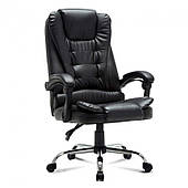 Поворотне крісло Boss Simple без підставки для ніг — чорна шкіра Ko26P