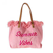 Пляжна сумка в стилі бохо з рожевою бахромою TP11R