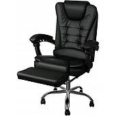Поворотне крісло Boss із підставкою для ніг — чорна шкіра Ko22P