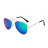Сонцезахисні окуляри-авіатори-пілоти — бірюзові в золотій оправі Ok281Wz1