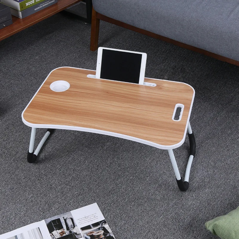 Складний столик для ноутбука та планшета (60х40х27 см) / Багатофункціональний столик-підставка з підсклянником, фото 1