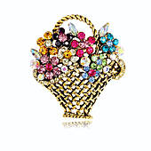 Декоративна брошка Кришталевий кошик з квітами Bz139Kol