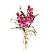 Декоративна брошка Кришталевий букет квітів Bz138R