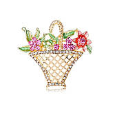 Декоративна брошка Кришталевий кошик з квітами Bz137