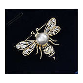 Декоративна брошка «Хрустальна бджола» з перлами Bz138