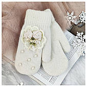 Кремові рукавички Cute Flowers and Pearls Rek130