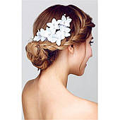 Весільний гребінець для волосся з білими квітами G81
