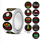 500 шт. різдвяні наклейки на стрічці діаметром 25 мм, декоративні наклейки, самоклейні етикетки Nnk17