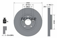 Тормозные диски TEXTAR 92292203 Hyundai Tucson, Kona; KIA Optima, Seltos 51712C1000, 51712C2000, 51712J9100