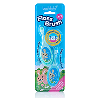 Детская зубная щетка Brush-Baby FlossBrush от 0 до 3 лет голубая+бирюзовая (2 шт)