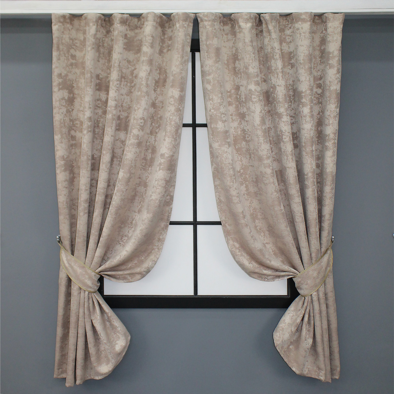 Комплект (2шт. 1,3х1,7м.) коротких штор із жакарда колекція "Sultan YL", Туреччина. Колір бежево-пудровий. Код 1290ш 35-0085, фото 1