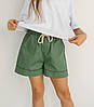 Шорти карго для дівчинки з накладними кишенями (134-158см) | Котон колір олива, фото 6