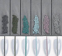 Набір металевих ланцюжків, для об'ємного дизайну нігтів - 411 В