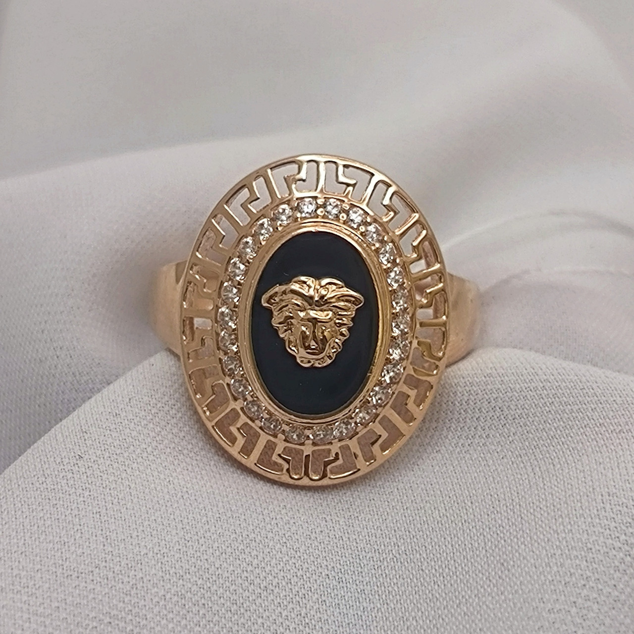 Золоте кільце з цирконієм та емаллю Ukr-Gold, фото 1