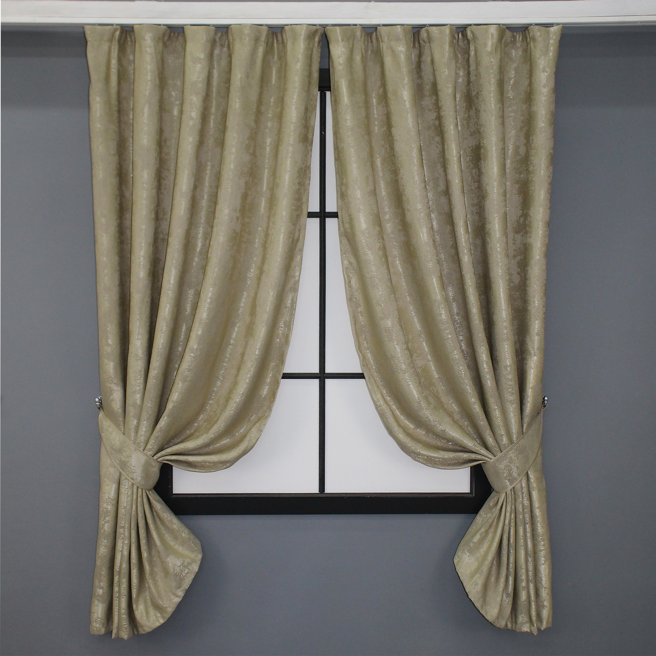 Комплект (2шт. 1,3х1,7м.) коротких штор із жакарда колекція "Sultan XO", Туреччина. Колір золотистий. Код 1284ш 35-0087, фото 1