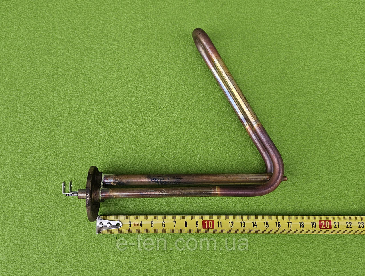 Тен мідний 1500W (Італія) / L=170мм / фланець Ø48мм (клеми-"папи" і товста трубка) до горизонтальних бойлерів